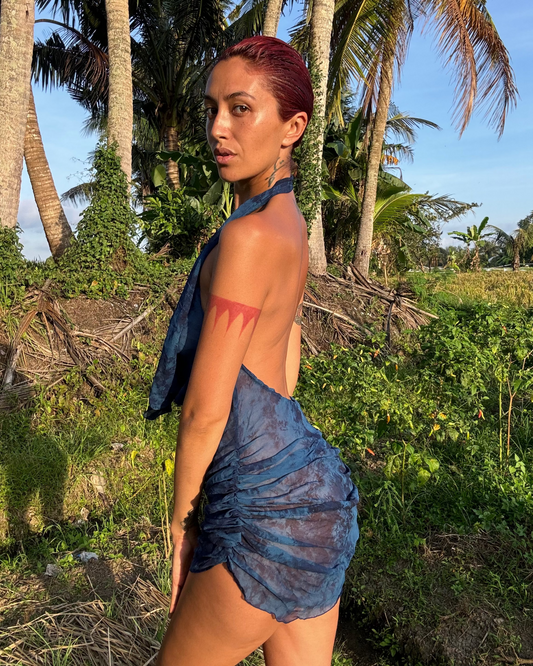 BLUE LOTUS DRESS - 100% SILK & PLANT DYED